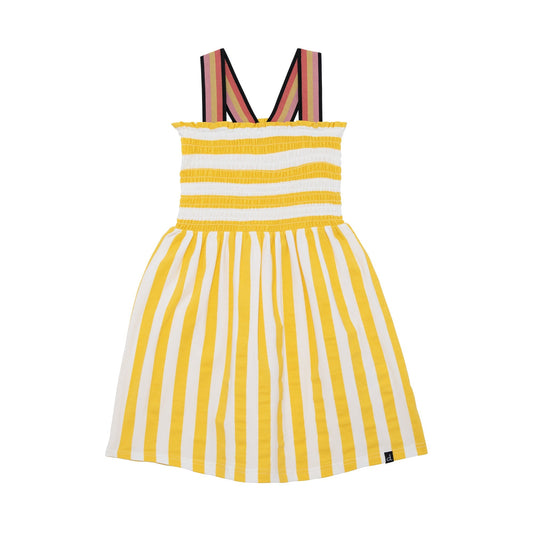 Organic Cotton Striped Dress Yellow