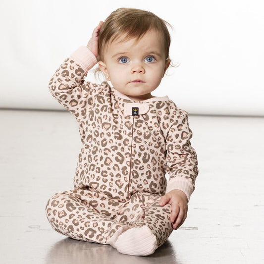 Organic Cotton Pajamas Light Pink Leopard Printed