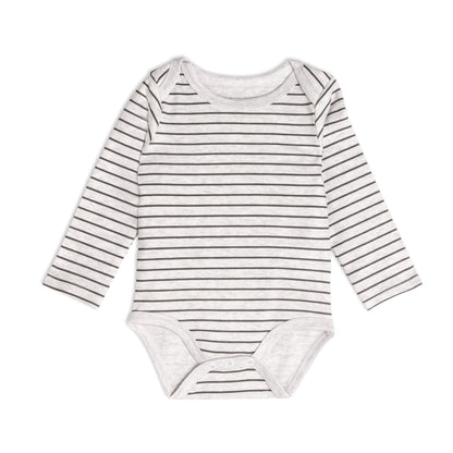 Organic Cotton Bodysuit And Overall Set Striped Rust And Heather Beige