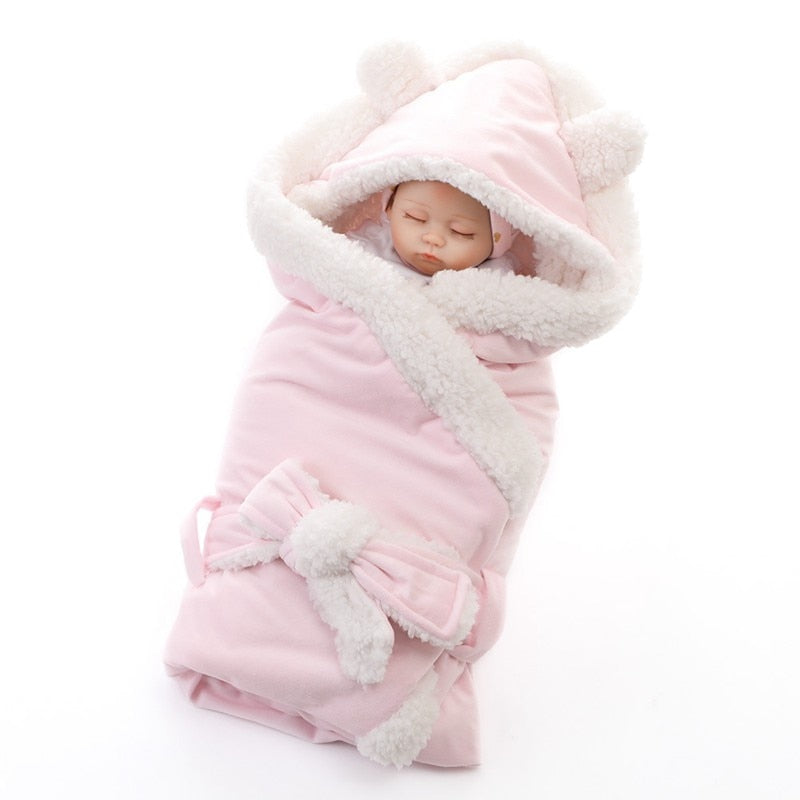 Blanket Wrap Double Layer Fleece Baby Swaddle Sleeping Bag For Newborns