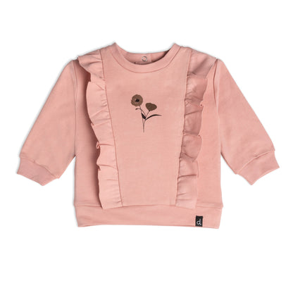 Organic Cotton Top And Pant Set With Ruffles Dusty Pink