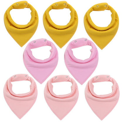 8Pcs Soft Cotton Colorful 100% Organic Bibs