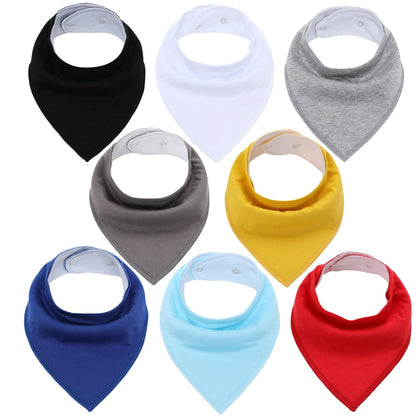 8Pcs Soft Cotton Colorful 100% Organic Bibs